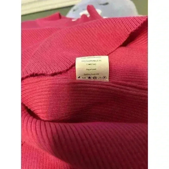 Paper Heart Sweater Women’s Size Small Pink Mock Turtleneck Ribbed Knit - Picture 6 of 8